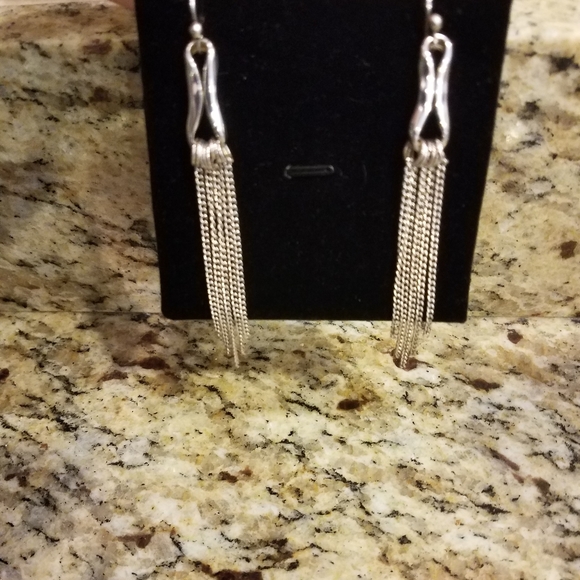 Sterling Silver Multi Chain Dangle Earrings - Picture 7 of 7